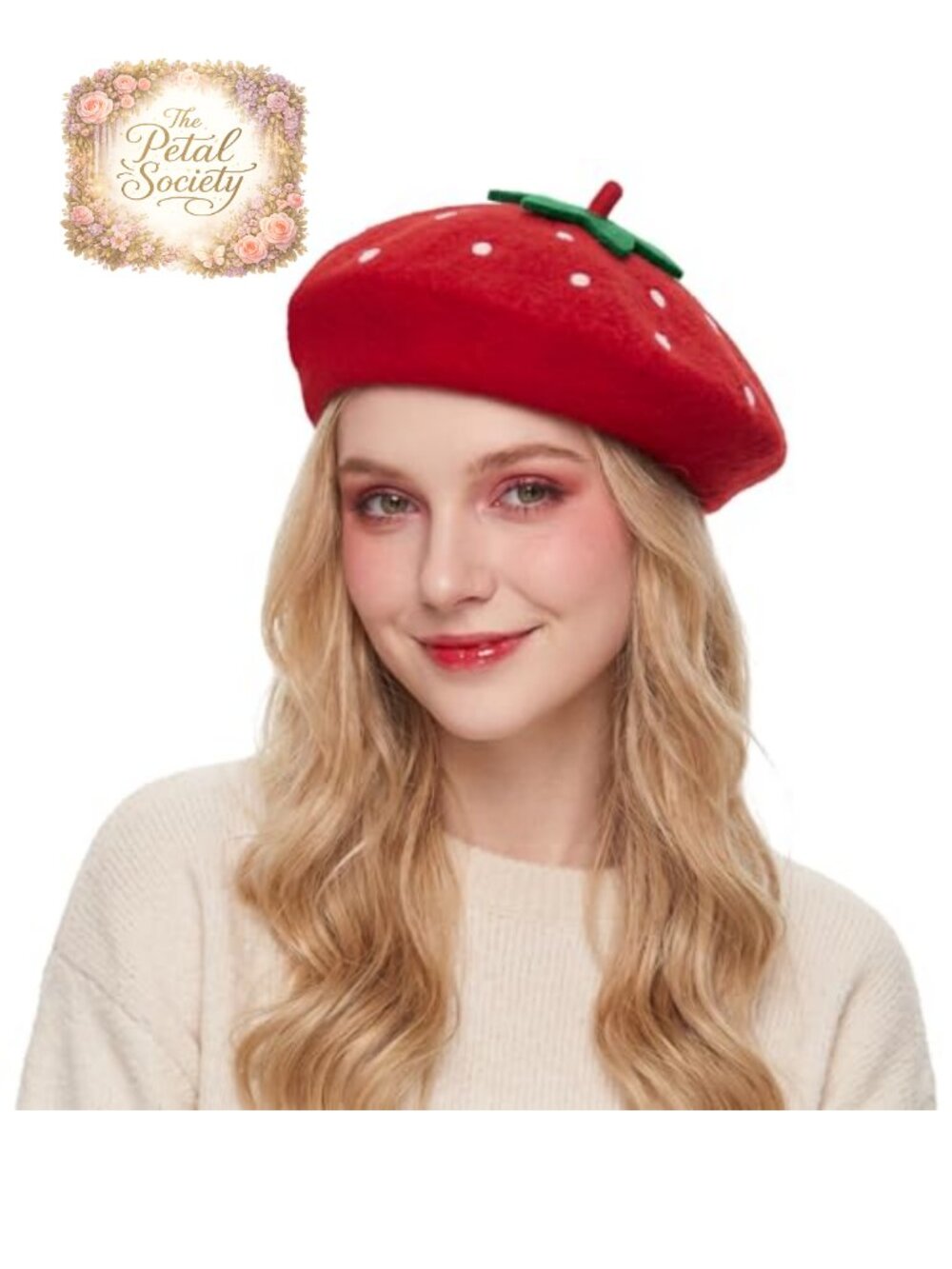 Wool Felt Strawberry Beret French Hat Women